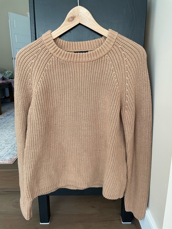 Quince Sweaters - Quince Fisherman’s Cotton Knit Crewneck Sweater in Camel, Medium